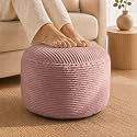 Stuffed Pouf Ottoman,Corduroy Foot Rest,Dusty Rose,20 Inch