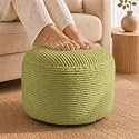 Stuffed Pouf Ottoman,Corduroy Foot Rest,Light Olive Green,20 Inch