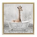 Baby Giraffe Bath Time Nursery, 24 x 24 Inch Canvas in Floater Frame