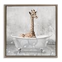 Stupell Industries 'Baby Giraffe Bath Time'| Floating Frame Canvas Art