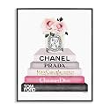 Stupell Industries 'Book Stack Fashion Candle Pink Rose', Framed Giclee Art, Black, 24 x 30 Inches, Easy to Hang and Sturdy, Made in USA, by Amanda Greenwood