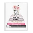 Stupell Industries 'Book Stack Fashion Candle Pink Rose', Framed Giclee Art, White, 11 x 14 Inches, Easy to Hang and Sturdy, Made in USA, by Amanda Greenwood