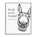 Stupell Industries 'Wash Your Hands Donkey Quote', Framed Giclee Art, Gray, 16 x 20 Inches, Easy to Hang and Sturdy, Made in USA, by Lettered and Lined