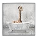 Baby Giraffe Bath Time Nursery, 17 x 17 Inch Framed Giclée Print
