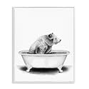 Stupell Industries Bear in A Tub Funny Animal Bathroom Drawing, Design by Rachel Neiman White Framed Wall Art, 16 x 20, Black