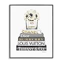 Stupell Industries Blooming White Floral Display on Glam Designer Bookstack Wall Art, 11 x 14, Black Framed