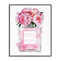 Stupell Industries Glam Perfume Bottle V2 Flower Silver Pink Peony Oversized Framed Giclee Texturized Art, Proudly Made in USA