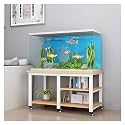 Sturdy 20-30-10 Gallon Fish Tank Stand with Wheels, Metal &amp; Wood Rolling Aquarium Rack, 77cm Tall Terrarium Holder with Storage, Ideal for Aquatic Setup (Color:#3)