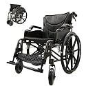 Sturdy Aluminum Alloy Wheelchair 18in Seat Fits Users up to 275lb 24in Quick-Release Rear Wheels Front Rear Brakes Foldable Lightweight Design Nano Grey