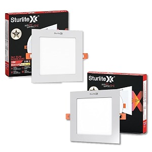 sturlite eco lyf 15w 3 in1 square led downlight warm neutral amp cool white color temperature 1200 lumens with cri tech for various ceiling types and rooms - pack of 2