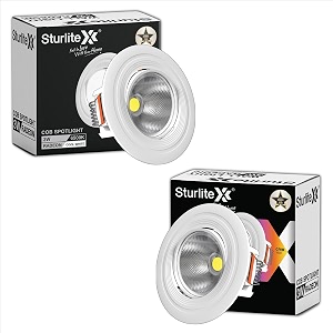 sturlite radeon 3w led spotlight 6500k cool white color temperature 36mm-cutout amp compact design ceiling ligh cri tech with high voltage protection downlight - pack of 2
