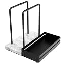 STWWO Marble Napkin Holder with Salt and Pepper Shakers Caddy, Black