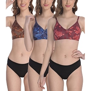 StyFun Women Cotton Bra Panty Set for