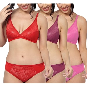 StyFun Women Cotton Bra Panty Set Non-Padded