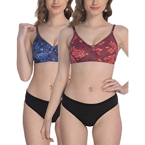 StyFun Women Cotton Bra Panty Set for