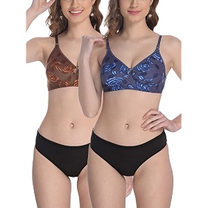 StyFun Women Cotton Bra Panty Set for