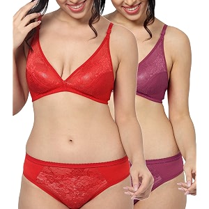 StyFun Women Cotton Bra Panty Set Non-Padded