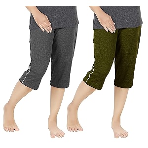 women39s regular fit cotton three by fourth 34 woman capri capris three quarter for women shorts three quarte pack of 2 with right side zip pocket