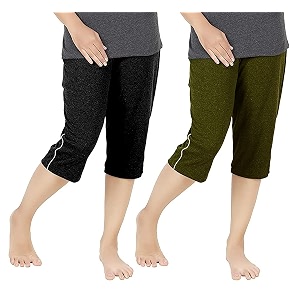 women39s regular fit cotton three by fourth 34 woman capri capris three quarter for women shorts three quarte pack of 2 with right side zip pocket