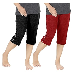 women39s regular fit cotton three by fourth 34 woman capri capris three quarter for women shorts three quarte pack of 2 with right side zip pocket