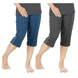 women39s regular fit cotton three by fourth 34 woman capri capris three quarter for women shorts three quarte pack of 2 with right side zip pocket