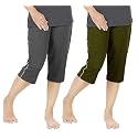 Women's Regular Fit Cotton Three by Fourth, 3/4, Woman Capri, Capris, Three Quarter for Women, Shorts, Three Quarte Pack of 2 with Right Side Zip Pocket