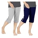 Women's Regular Fit Cotton Three by Fourth, 3/4, Woman Capri, Capris, Three Quarter for Women, Shorts, Three Quarte Pack of 2 with Right Side Zip Pocket