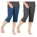 Women's Regular Fit Cotton Three by Fourth, 3/4, Woman Capri, Capris, Three Quarter for Women, Shorts, Three Quarte Pack of 2 with Right Side Zip Pocket