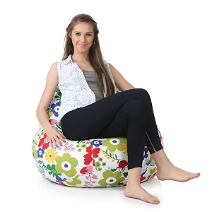 style homez classic cotton canvas floral printed bean bag xxl size cover only