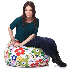 style homez classic premium cotton canvas floral printed bean bag xl size cover only