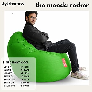 style homez premium leatherette mooda rocker lounger bean bag xxxl size green color cover only