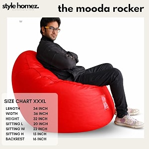 style homez premium leatherette mooda rocker lounger bean bag xxxl size red color cover only