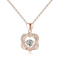 STYLE KRAFT Stylish Rose Gold Heart Dancing Stone Pendant Necklace for Women and Girls - Sparkling Crystal Jewelry with Link Chain - Perfect Birthday and Valentine Gift for Her