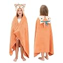 Style Quarters Baby Bath Towel - 100% Cotton Terry Soft Hooded Towel Cartoon Fox Baby Beach Towels Super Absorbent Large Embroidery Kids Hooded Bath Toddler Towel with 50"x30"(Orange Fox)