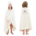 Style Quarters Baby Bath Towel - 100% Cotton Terry Soft Hooded Towel Cartoon Alpaca Baby Beach Towels Super Absorbent Large Embroidery Kids Hooded Bath Toddler Towel with 50"x30"(Milky White Alpaca)