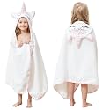Style Quarters Kids Hooded Bath Towel, Large Kids Bath Towels, Unicorn Kid Beach Towels, 100% Cotton Terry Toddler Hooded Bath Towel, Embroidery Hooded 50"x24"(White)