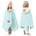 Style Quarters Premium 100% Cotton Terry Kids Beach Towel with Mermaid Embroidery - Hooded Bath Towel for Toddlers, Cyan 50"x24"