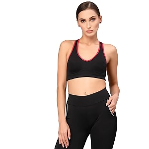 Style Quotient Adults-Women Black Solid Sports Bra