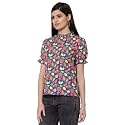 Style Quotient Blue Geometric Print Crepe Top