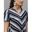 Style Quotient Blue Striped Crepe Crop Top