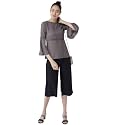 Style Quotient Grey Polyester Solid Flared Sleeves
