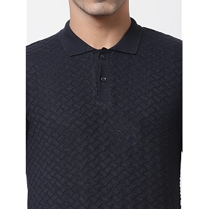 Style Quotient Men Navy Blue Self Design