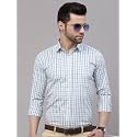 Style Quotient Men White and Turquoise Checks