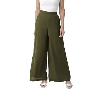 Style Quotient Women Black Solid Flared Palazzos