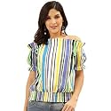 Style Quotient Women's White &amp; Blue Vertical Stripes Tops