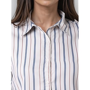 Style Quotient Women Beige White Stripe Printed