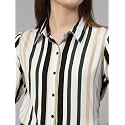 Style Quotient Women Beige White Stripe Printed