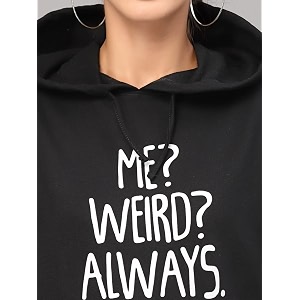 Style Quotient Women Black Printed Hooded Sweatshirt