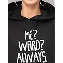 Style Quotient Women Black Printed Hooded Sweatshirt