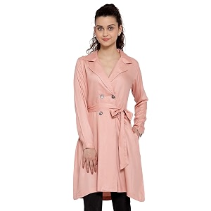 Style Quotient Women Black Solid Double-Breasted Trench